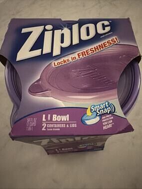 Ziploc Snap & Seal Smart Snap LG Round Bowls Color Edition Pack Of 2 NOS 2010